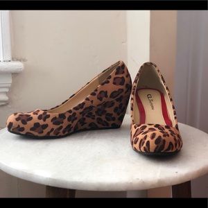 Leopard print wedge heels